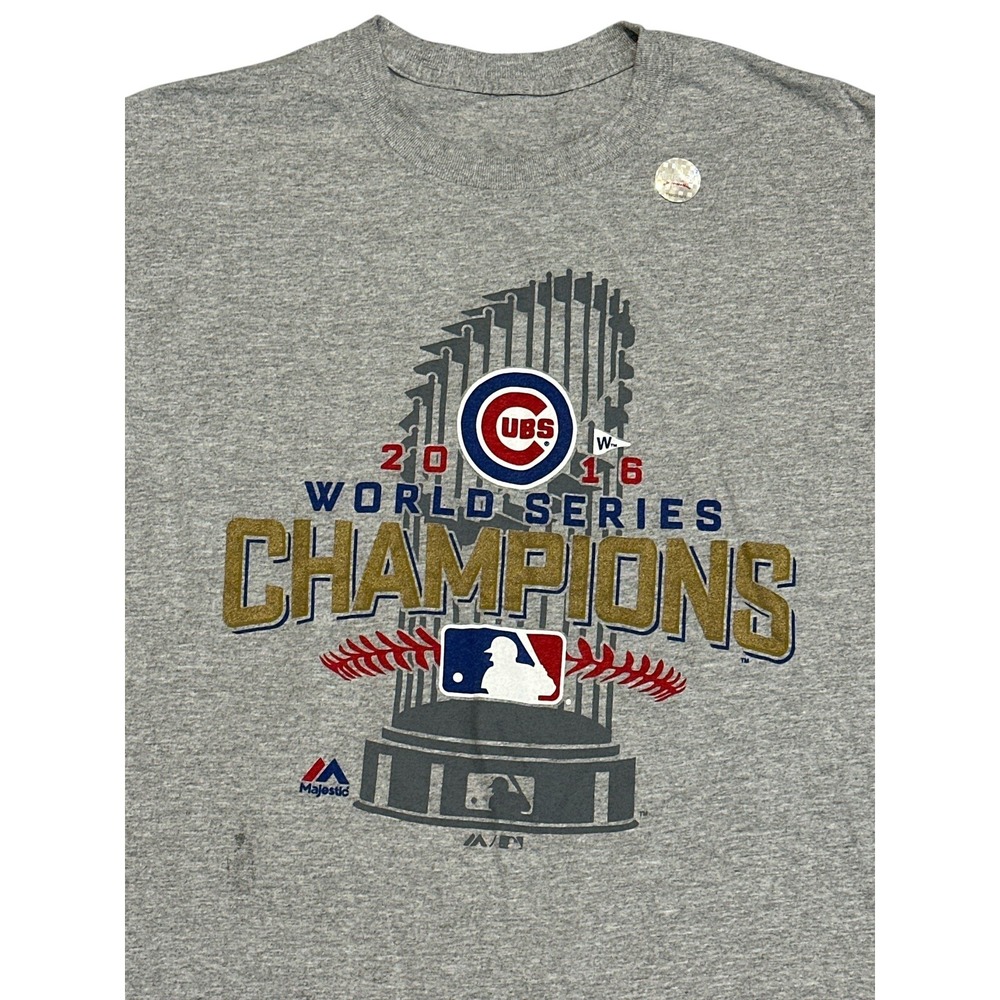 Chicago Cubs 2016 MLB World Series Baseball Champions Gray T-Shirt Size Lg